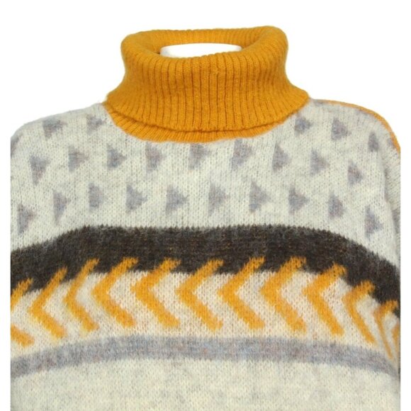 Vtg Alafoss Icewool Sweater Gray Arrow Nordic Knit 80s Iceland Pullover XS /234 - Picture 2 of 7